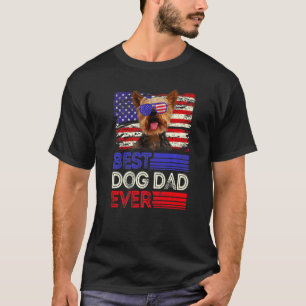 Mens Best Yorkshire Terrier Dad Ever American Flag T-Shirt