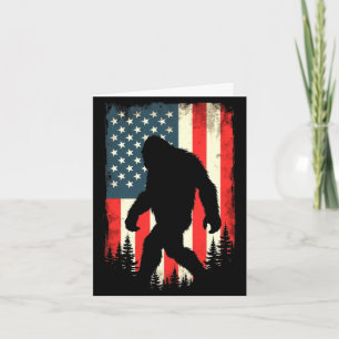Mens bigfoot usa flag patriotic fourth of july card