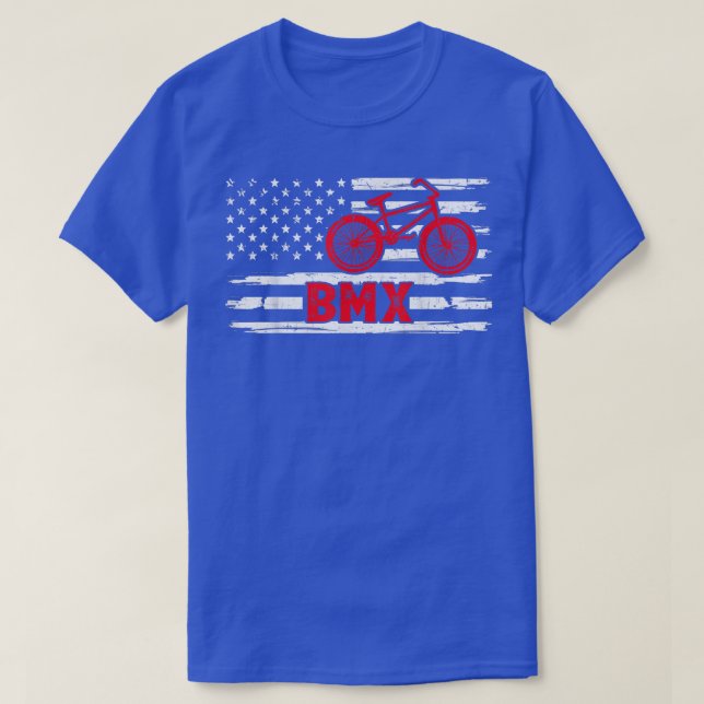 Mens Bike Bicycle Stunt Racing USA Flag BMX Rider  T-Shirt (Design Front)