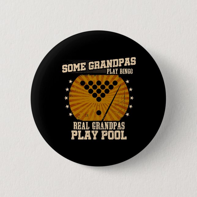 Mens Billiards Grandpa Shirt - Real Grandpas Play  6 Cm Round Badge (Front)