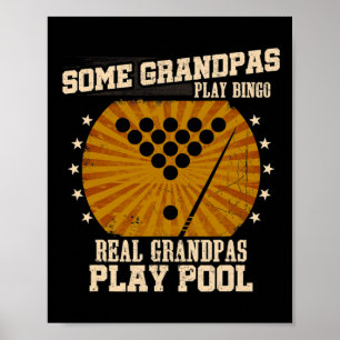 Mens Billiards Grandpa Shirt - Real Grandpas Play Poster