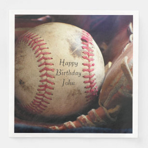 Men's Birthday Baseball Sports Hobby Name Napkin