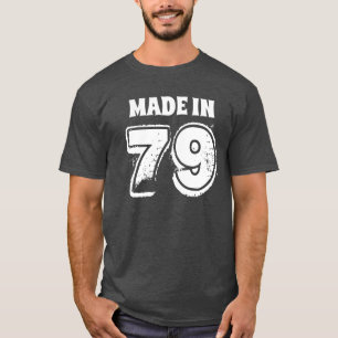 Mens Birthday Made in 79 Grey Typography T-Shirt