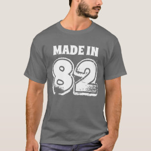 Mens Birthday Made in 82 Typography Grey T-Shirt