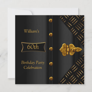 Men's Birthday Party Elegant Rust Gold Black Invitation
