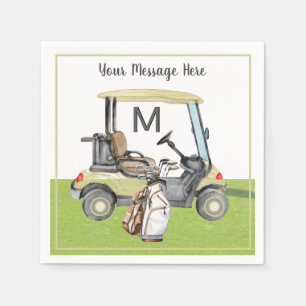 Men's Birthday Retirement Golf Theme Monogram Napkin