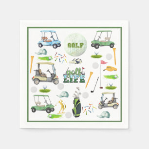 Men's Birthday Retirement Golf Theme Monogram Napkin