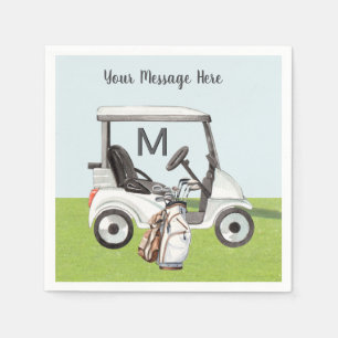 Men's Birthday Retirement Golf Theme Monogram Napkin