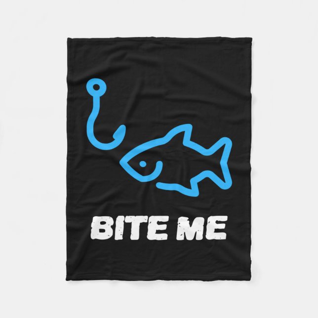 Mens bite fishing hook gift for any fishing king fleece blanket (Front)