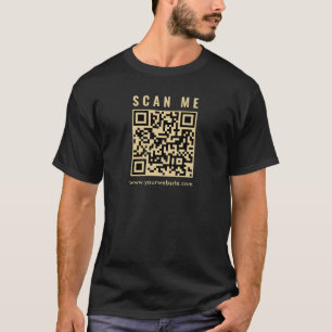 Mens Black And Gold Scannable Business QR Code T-Shirt