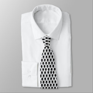 Men's Black and White Diamond Pattern Tie