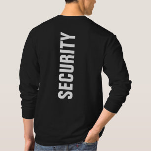 Mens Black And White Long Sleeve Security Template T-Shirt