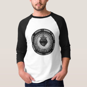 Men's Black and White Sacred Heart Raglan Shirt