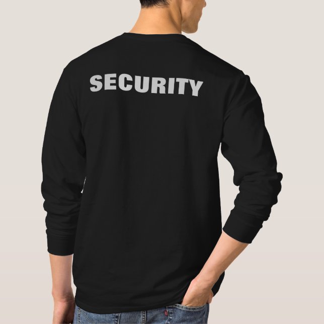 Mens Black And White Security Double Sided Print T-Shirt (Back)