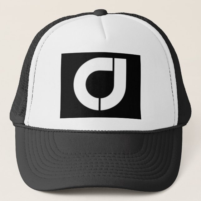 Mens Black and white Trucker Cap with CJ Logo (Front)