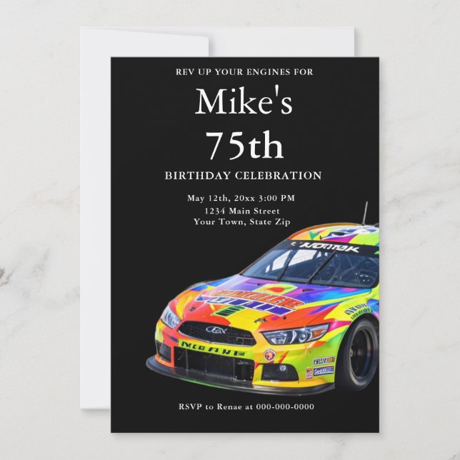Mens Black Birthday Invitation (Front)