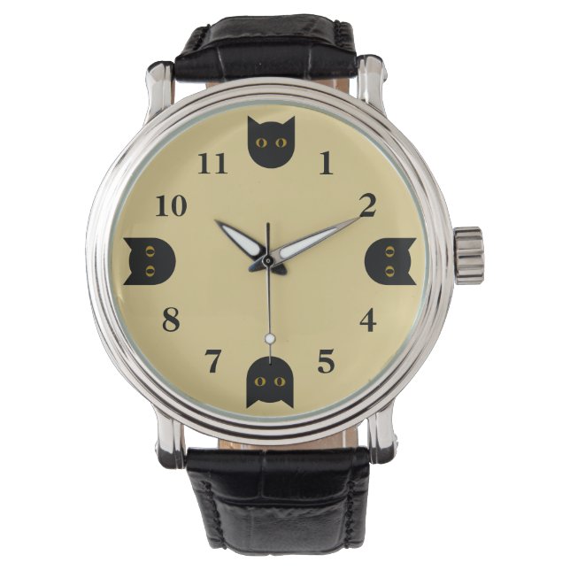 Mens' Black Cat Watch (Front)