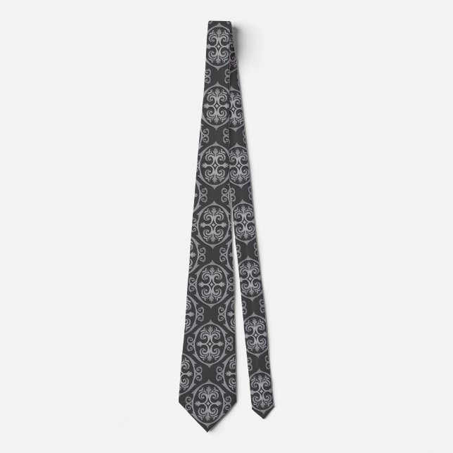 Men's Black Damask Tie (Front)