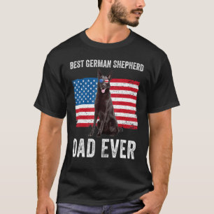 Mens Black German Shepherd Dad American Flag Dog O T-Shirt