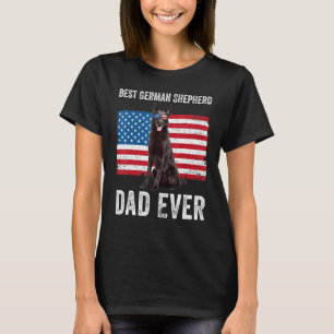 Mens Black German Shepherd Dad American Flag Dog O T-Shirt