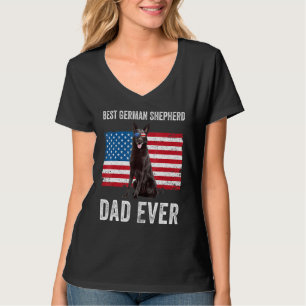 Mens Black German Shepherd Dad American Flag Dog O T-Shirt