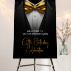 Mens Black Gold Tuxedo Welcome Sign