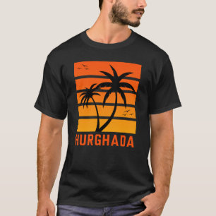 Men's Black Hurghada Vintage Orange Sunset T-Shirt