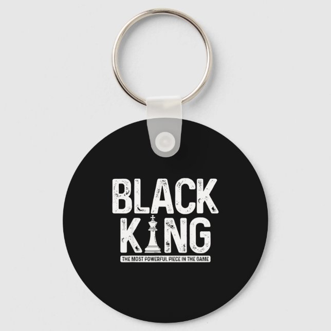 Mens black king chess history month juneteenth key ring (Front)