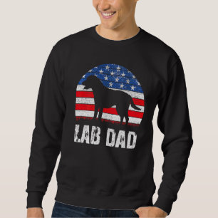 Mens Black Labrador Dad Usa American Flag Yellow L Sweatshirt