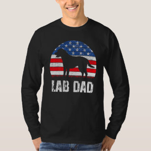 Mens Black Labrador Dad Usa American Flag Yellow L T-Shirt