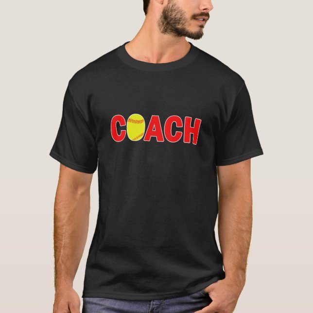 Men's Black Softball Coach T-shirt (Front)