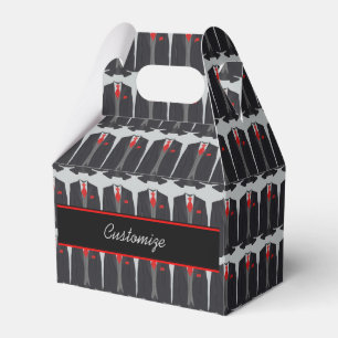 Men's Black Suit and Red Tie Gable Favour Box