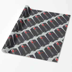 Men's Black Suit and Red Tie Wrapping Paper