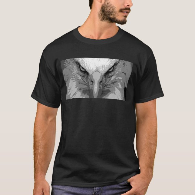 Mens Black Tees Animal Eagle Face Template Modern (Front)