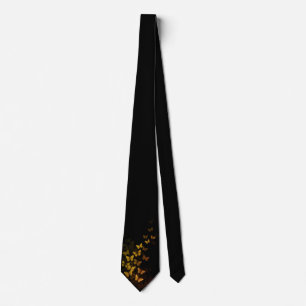 Men's Black with Subtle Gold Butterfly pattern Tie