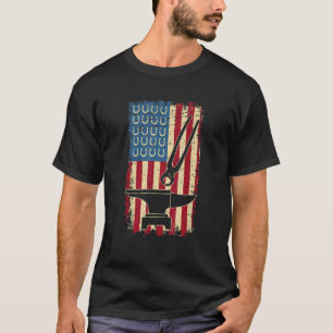 Mens Blacksmith Horseshoe Farrier Us Flag Patrioti T-Shirt
