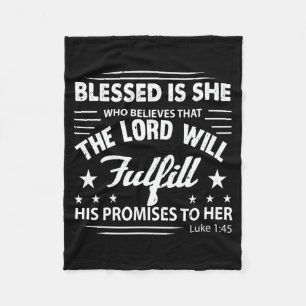 Mens Blessed Shirt Bible Verse Luke 1_45 Christian Fleece Blanket