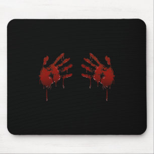 Mens Blood Hands Print - Spooky Halloween Costume Mouse Mat