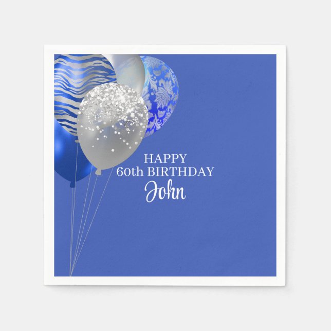Mens Blue Birthday  Napkin (Front)