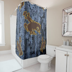 Mens blue black cowboy showercurtain shower curtain