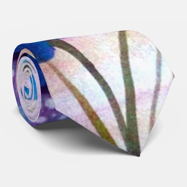 Men's Blue Floral Tie (Rolled)