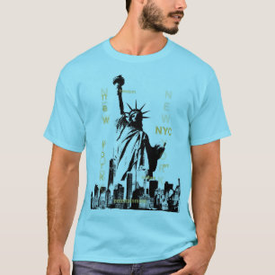 Mens Blue Horizon Nyc Liberty Statue Manhattan T-Shirt