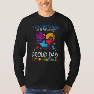 Mens Blue Proud Autism Awareness Dad Son Autistic T-Shirt