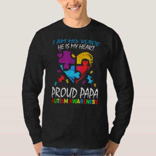 Mens Blue Proud Autism Awareness Papa Grandson Puz T-Shirt