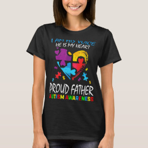Mens Blue Proud Father Autism Awareness Dad Son I T-Shirt