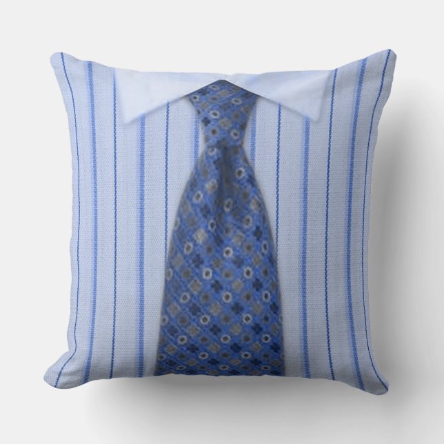 Mens Blue Shirt and Tie Novelty Cushion (Front)