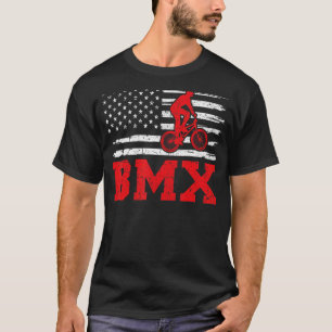 Mens Bmx Biking Retro Style American Flag Bmx Fath T-Shirt