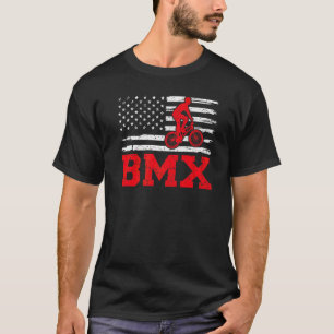 Mens Bmx Biking Retro Style American Flag Bmx Fath T-Shirt