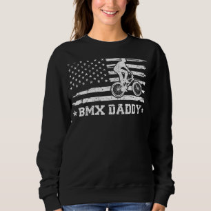 Mens Bmx Daddy Usa Flag Vintage Cycling Bmx Rider Sweatshirt
