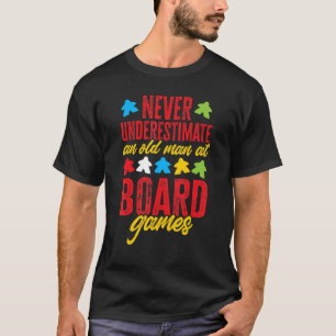 Mens Board Game Game Night Old Man At Board Games T-Shirt